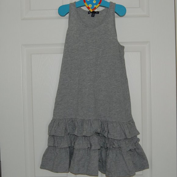 COPY - GAP Girls Size S (6-7) Cotton Gray Sleeveless Ruffle Dress - Picture 1 of 2